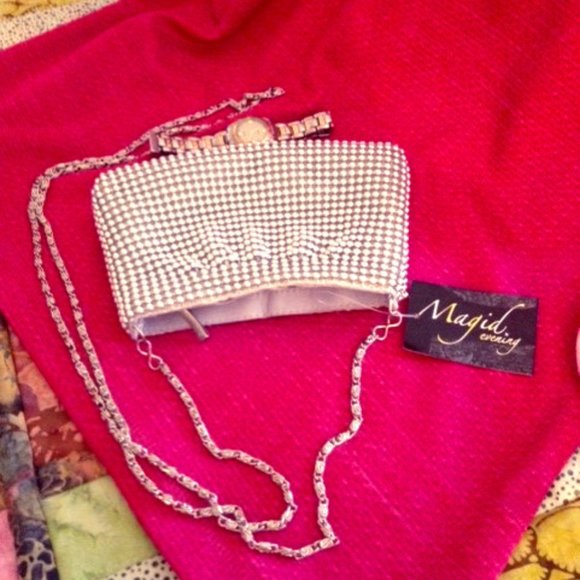 Magid Handbags - Crossbody Silver Tone Metal Evening Bag (NWT)